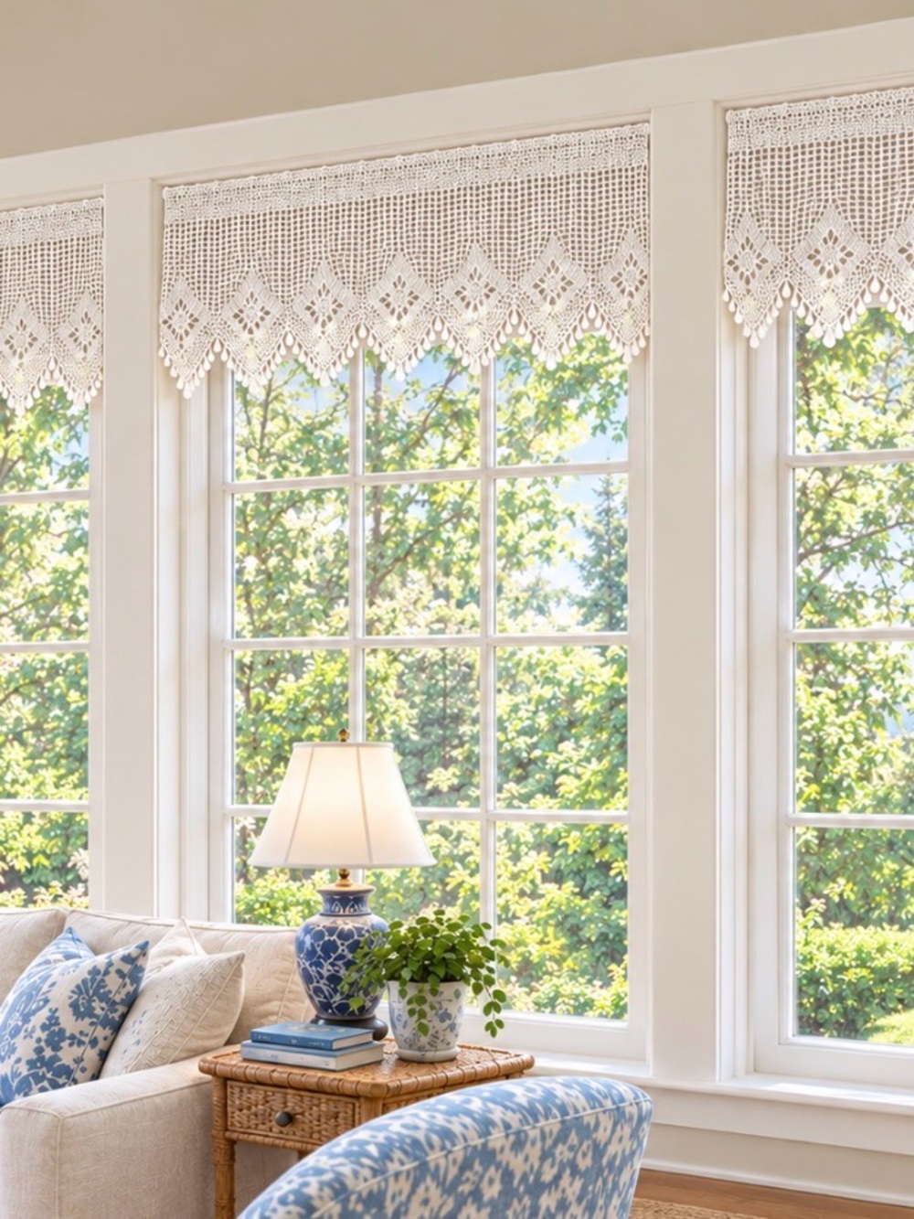 3 crocheted valences with Classic detail,
58.5β W X 15.5βL